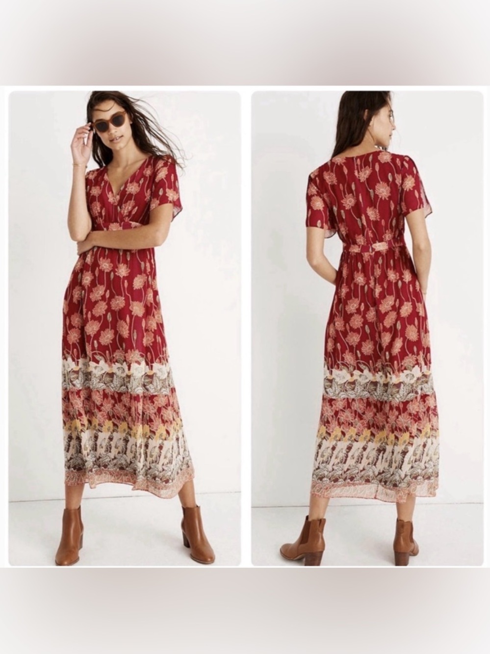 Madewell Tulip-Sleeve Maxi Dress in Tall Sunflowers